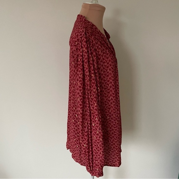 PAIGE Doris V-Neck Red Papaya Multi Gold Long Sleeve Button Down Blouse NWT Sz L - Picture 8 of 12